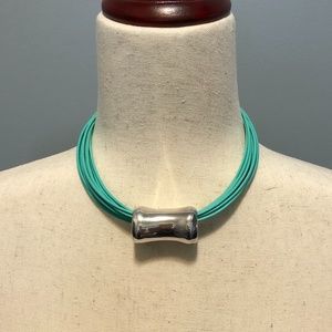 Simon Sebbag SSilver Pendant MultiStrand turquiose Leather Necklace